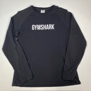 Gymshark Long‎ Sleeve T-Shirt Large Black Raglan Logo Graphic Activewear